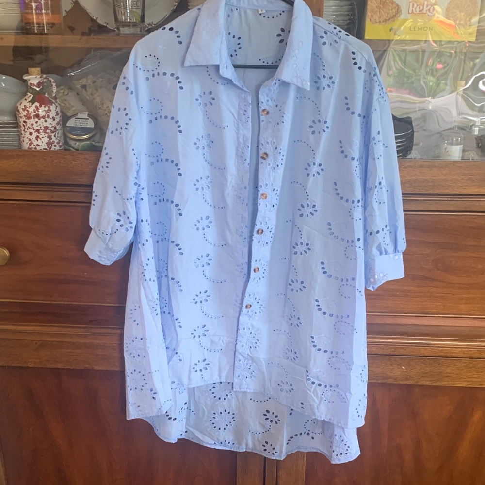 Sky Blue women’s Casual Button Down Shirt